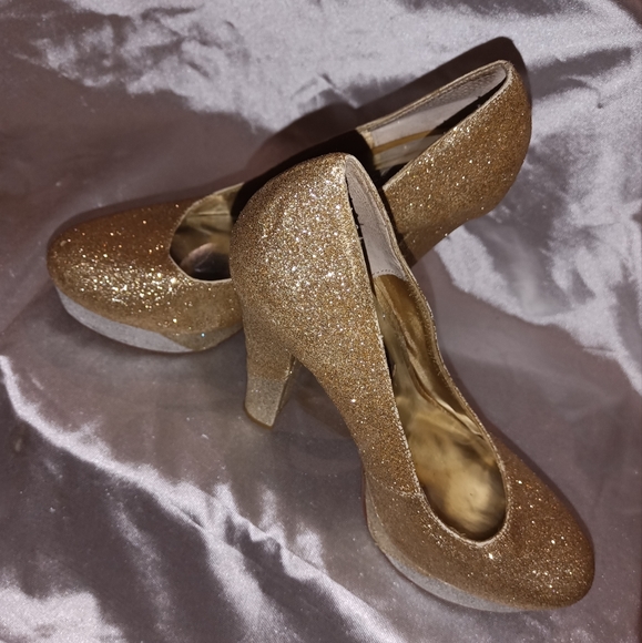 Naughty monkey gold glitter with some silver glitter chunky platforms 6 - Picture 4 of 12